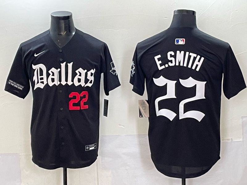 Men 2025 Nike Dallas Cowboys 22 E.Smith Black 5th generation Joint Name Limited NFL Jersey 010